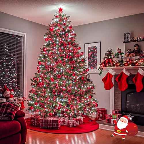 163ft 500 LED Red and White Christmas Lights Plug in with 8 Modes (163 Foot)