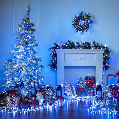 400 LED Blue and White Christmas Lights Indoor Outdoor with Remore (132 Foot)