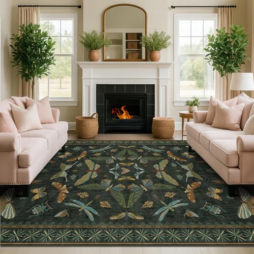 6x9 Dark Green Area Rugs for Dining Room (54 Sq Ft)