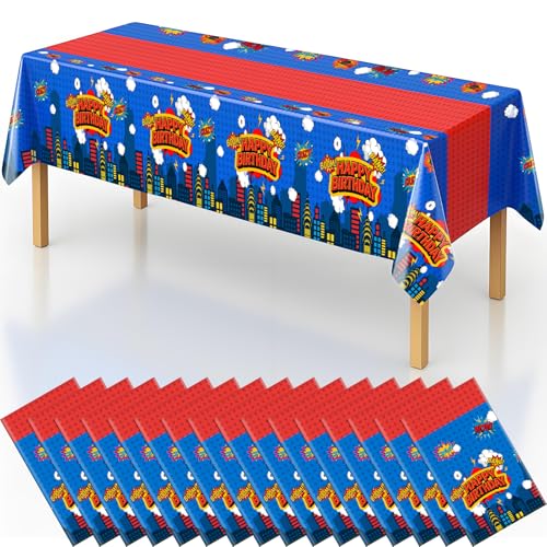 16Pcs 2in1 Superhero Birthday Party Tablecloths Decorations (16 Count)