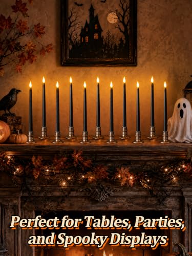 12 Pcs Halloween Black LED Flameless Candles with Remote (12 Count)