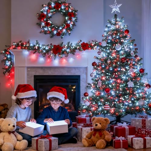600 LED Red and White Christmas Tree Lights with Remote (168 Foot)