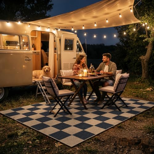 Checkered Easy Jute 5x7 Outdoor Patio Rug