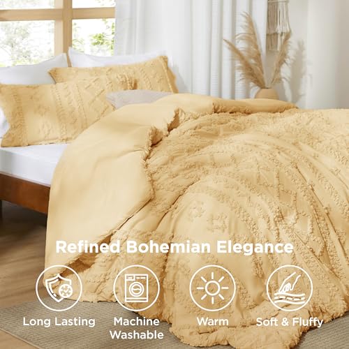 Tufted Boho Comforter Set Queen Size