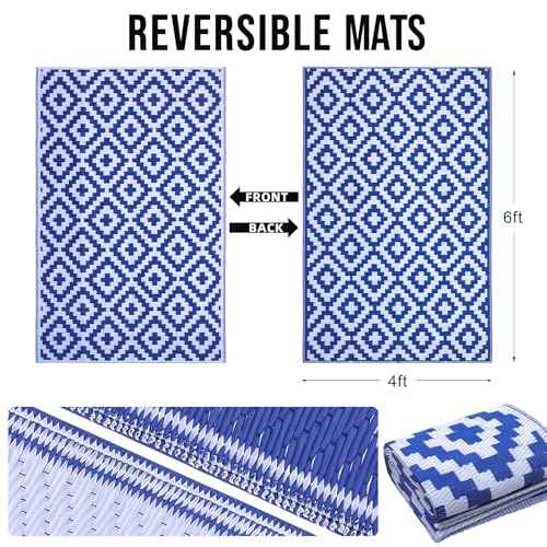 Outdoor Rug 4x6 ft Waterproof Reversible Mat