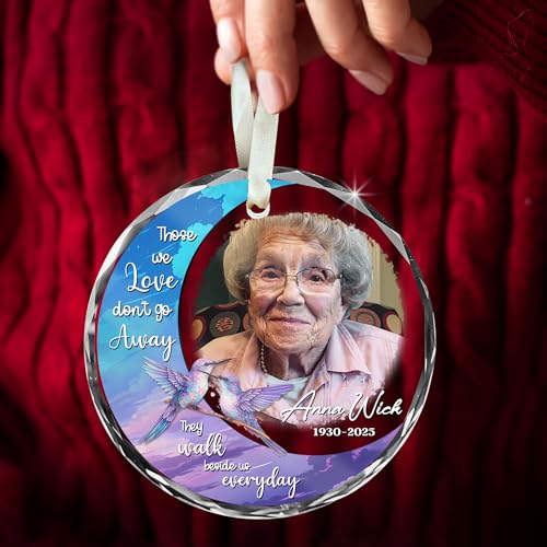 Personalized Memorial Hummingbird Glass Ornament