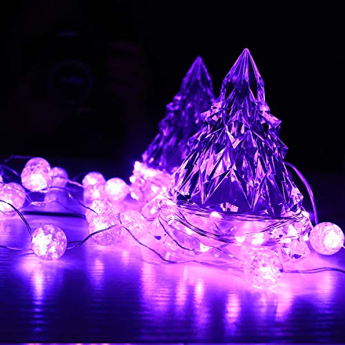 6 Pack Fairy Lights Battery Operated 10ft Silver Wire 30 LEDs Purple (6 Count)