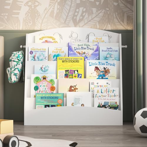 5 Tier Kids Bookshelf Montessori Toddler Book Rack White