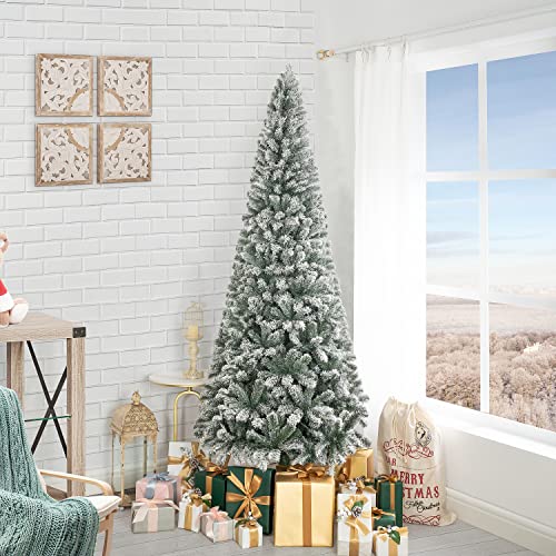 6.5ft Slim Snow Flocked Christmas Tree with Lights