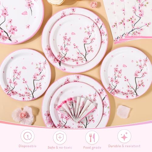 150Pcs Cherry Blossom Party Supplies Plates and Napkins (150 Count)