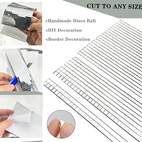Real Glass Silver Mirrors Mosaic Tiles Sticker for Craft Square Glass Tiles Self Adhesive