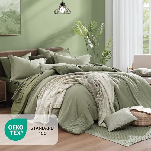 California King Comforter Set Sage Green 7 Pieces Bed in a Bag