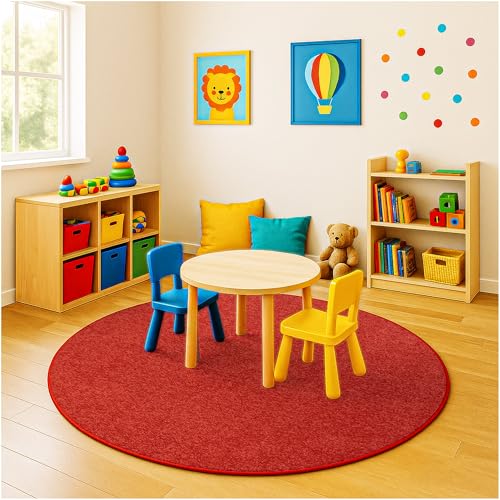 Soft & Colorful 4' Round Kids Classroom Area Rug