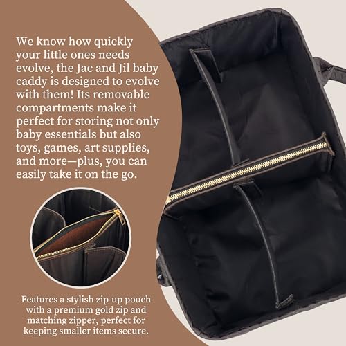 Premium Vegan Leather Baby Diaper Caddy Organizer