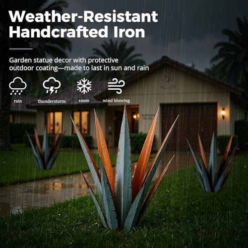 24” Metal Agave Plant Outdoor Decor