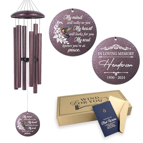 36" Large Deep Tone Personalized Sympathy Wind Chimes