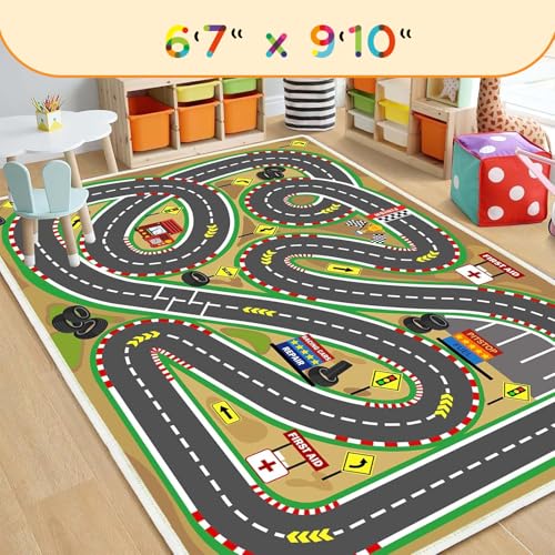 Kids Rug Playmat City Life Playroom Rug Activity Mat for Kids Toy Car Kids Carpet for Playroom Living Room (16.25 Sq Ft)