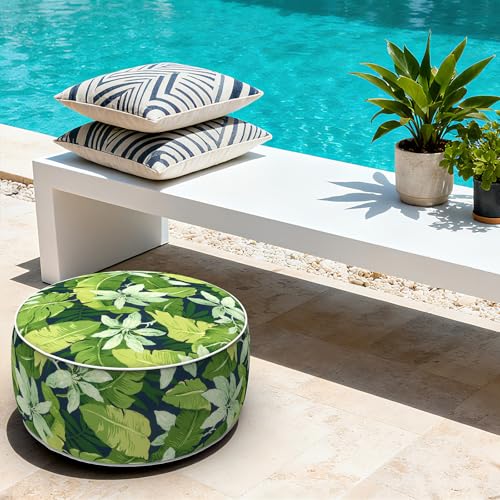 Indoor Outdoor Inflatable Ottoman with Handle D21 x H9 Inch