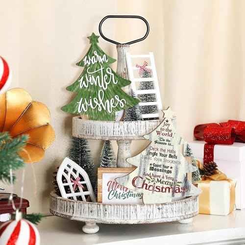 Wooden Christmastree Ornaments for Paint Christmas Decorations Cutouts Unfinished 6Pack