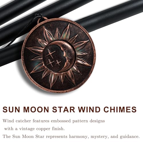 34" Sun Moon Star Wind Chimes for Outside