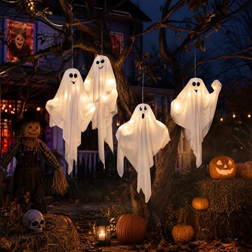 4 Pack Halloween Hanging Ghosts (4 Count)