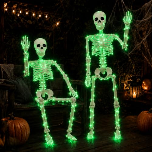 2Pack36 Halloween Lighted Skeleton Deco (Green Light)