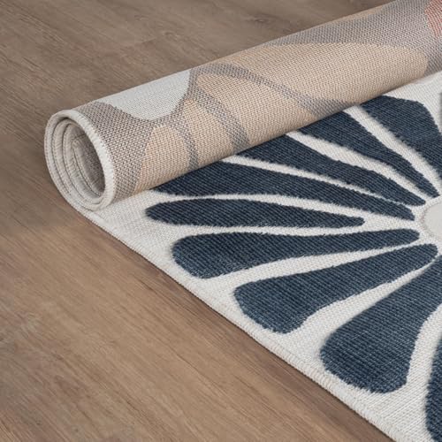 Outdoor Rug 5x7 Modern Floral Tropical Area Rugs for Outdoor and Indoor Patio Easy to Clean Non Shedding Living Room Porch Garden Washable Outside Carpet (35 Sq Ft)