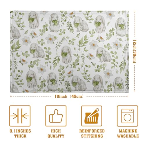 Easter Bunny Rabbits Placemats Set of 4 Easter Spring Green Leaves Flroal Dining Table Placemats 12x18 Inch Heat Resistant Washable Table Mats for Kitchen Dining Holiday Indoor (4 Count)