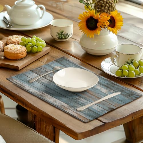 Rustic Wooden Board Print Placemats Set of 4 Vintage Wood Grain Texture Farmhouse Place Mats Washable Heat Resistant Non