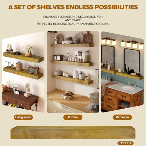 Floating Shelves 3 inch Thick for Wall Set of 2