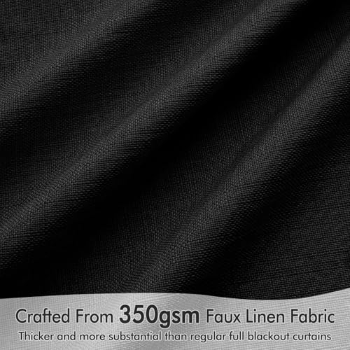 100% Blackout Back Tab Pleat Linen Curtains 50" Wx102 L (2 Count)