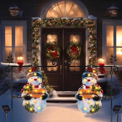 12x18 Solar Christmas Snowman Garden Flag