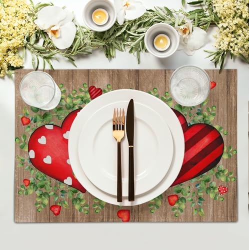 Valentines Day Wooden Plank Placemats Set of 4 (4 Count)
