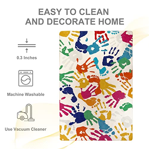 Handprints and Footprints Large Kids Rug 5'x7'