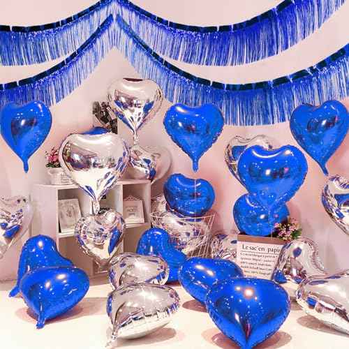 Blue Foil Fringe Garland 10FT 2packs for Parade Float Decorations (20 Foot)