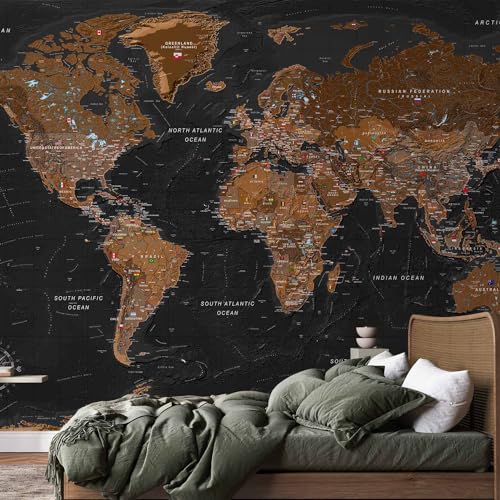 Wall Mural World Map 135x101 in (94.5 Sq Ft)