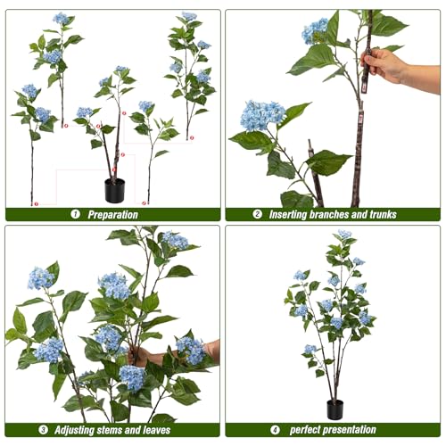 Fake Plants Home Decor Artificial Plants Outdoor Hydrangea Artificial Plants Indoor Fake Tree Living Room Decor Artificial Tree Porch Decor Fiddle Leaf Fig Tree 6Ft