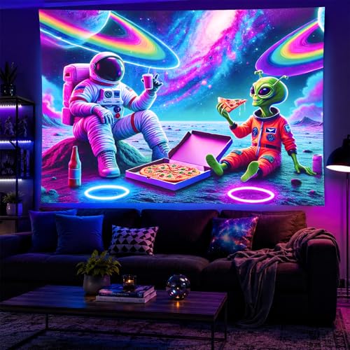 Blacklight Tapestry Space Alien Bedroom Decor 78 x 59 Inch