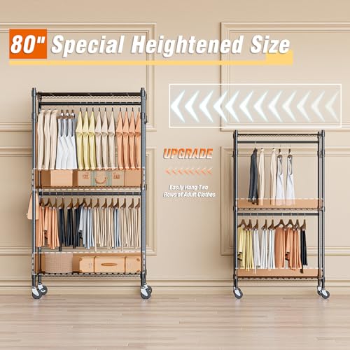 Heavy Duty Clothing Rack with 3 Tier Adjustable Wire Shelves