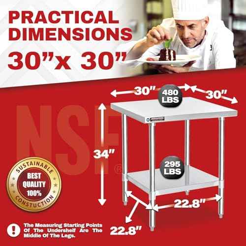 30x30 Stainless Steel Work Table