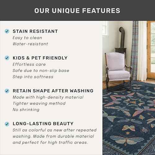 Blue Vintage Boho Area Rug 3x6 (18 Sq Ft)