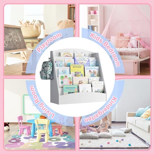 5 Tier Kids Bookshelf Montessori Toddler Book Rack White