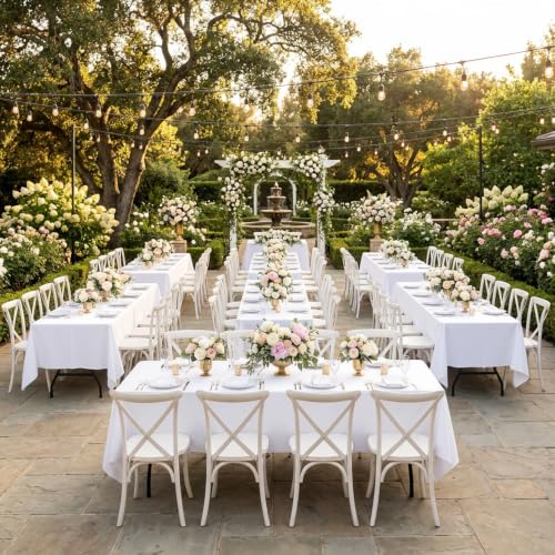 6 Pack White Rectangle Tablecloth (6 Count)