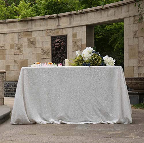 Sequin Tablecloth 50x72 Inch White for Wedding Party