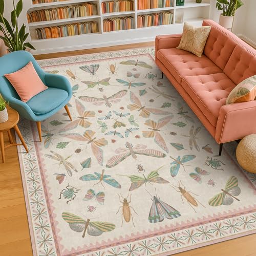 Washable 5x8 Light Pink Rug for Bedroom (40 Sq Ft)