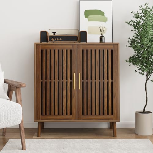 32″ Modern Farmhouse Sideboard Cabinet with Louvered Doors