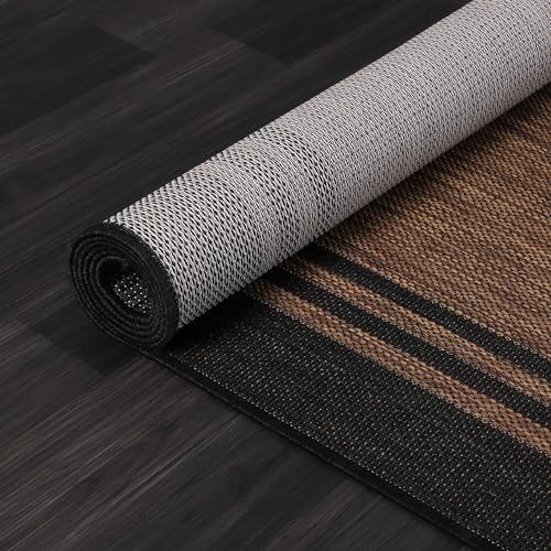 Bordered Outdoor Rug 8x10 Washable Outside Carpet for Indoor Patio Porch Waterproof Easy Cleaning Non Shedding Area Rugs Nut Brown 8 x 10