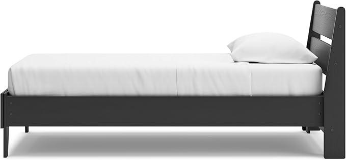 Signature Design by Ashley Socalle Casual Twin Panel Platform Bed, Foundation or Box Spring Not Needed, Black
