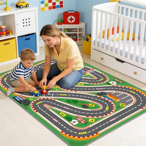 Kids Rug Playmat City Life Playroom Rug Activity Mat for Kids Toy Car Kids Carpet for Playroom Living Room (16.27 Sq Ft)