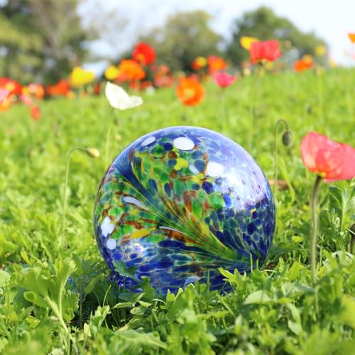 10" Gazing Ball Glass Reflective Garden Globe for Outdoor Lawn Decor